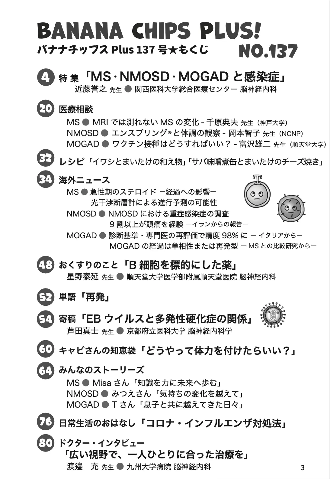Banana Chips Plus 137号 目次（MS・NMOSD・MOGAD）