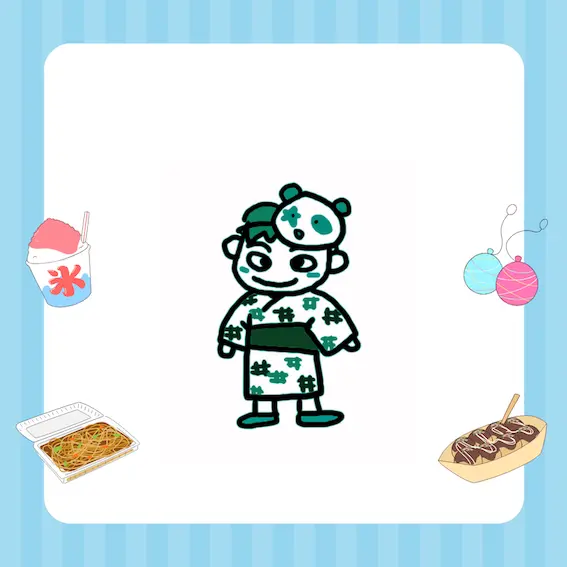 男の子とお祭りのイラスト