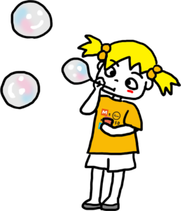 シャボン玉を作ってる女の子