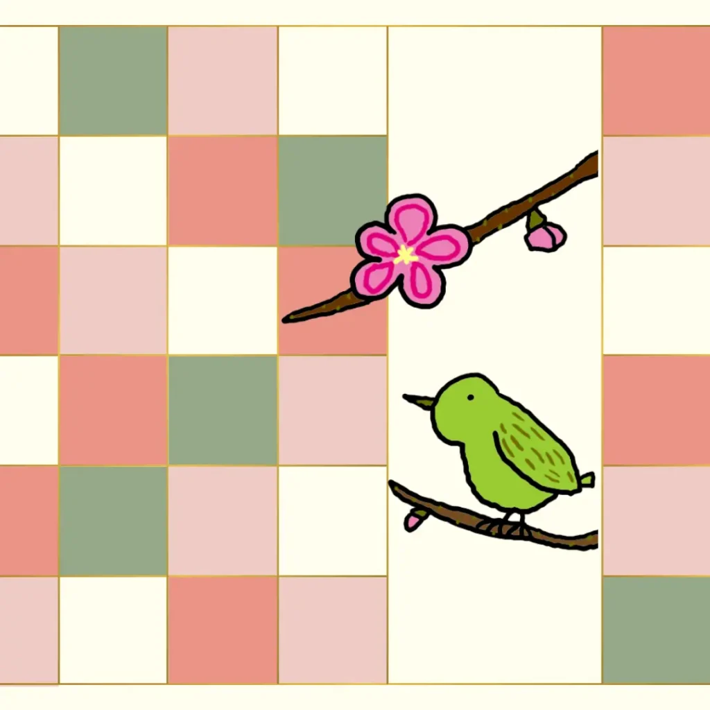 うぐいすと梅のイラスト